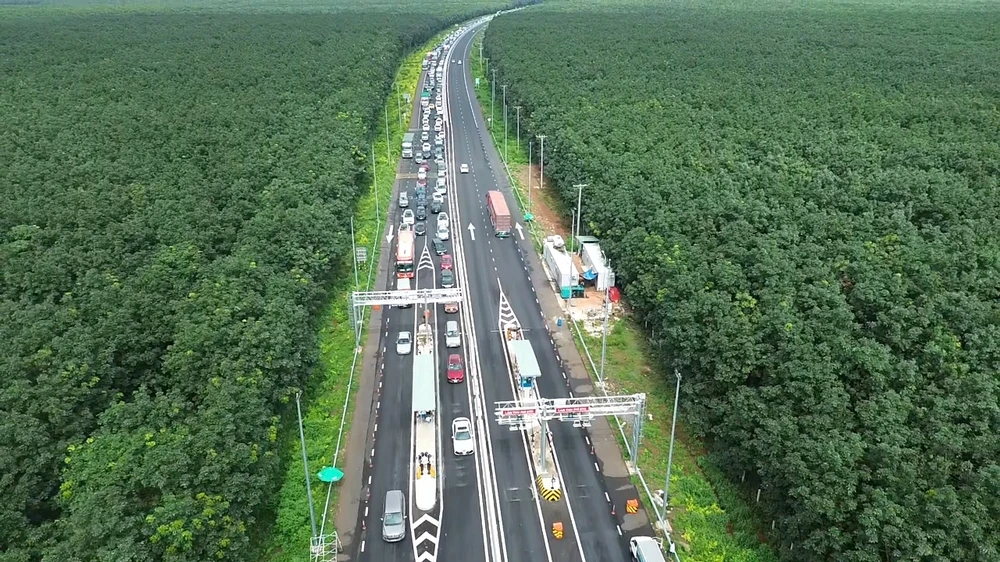 beautiful highway view with mountains and dragon fruit farms in Binh Thuan