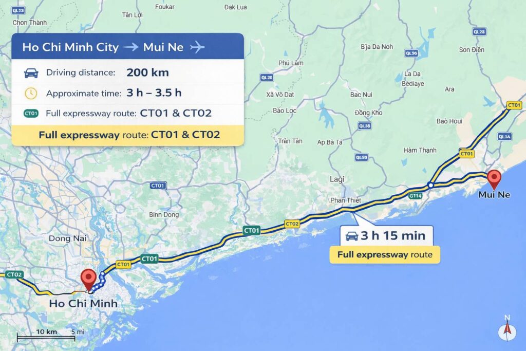 How long ho chi minh to mui ne private car