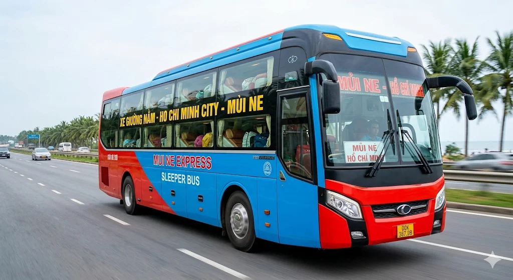 Sleeper bus traveling to Mui Ne in Vietnam